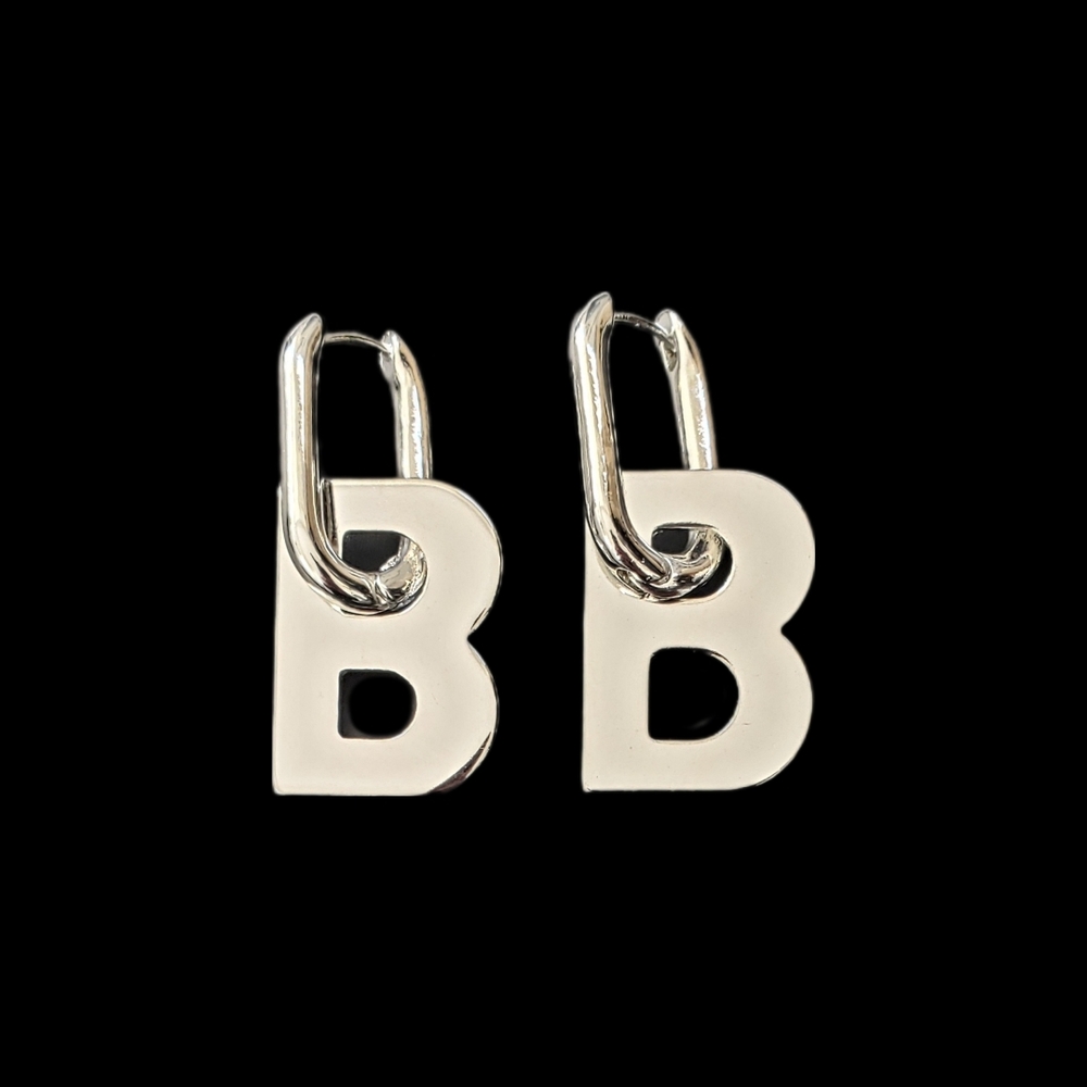 Silver Monogram B Earrings - FW2024 Collection
